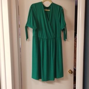 SLASH-SLEEVE FIT & FLARE DRESS